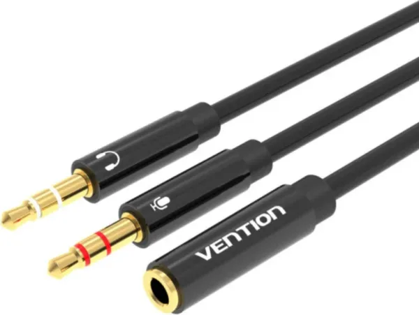 Cable Estéreo Vention BBTBY/ 2x Jack 3.5 Macho - Jack 3.5 Hembra/ 30cm/ Negro