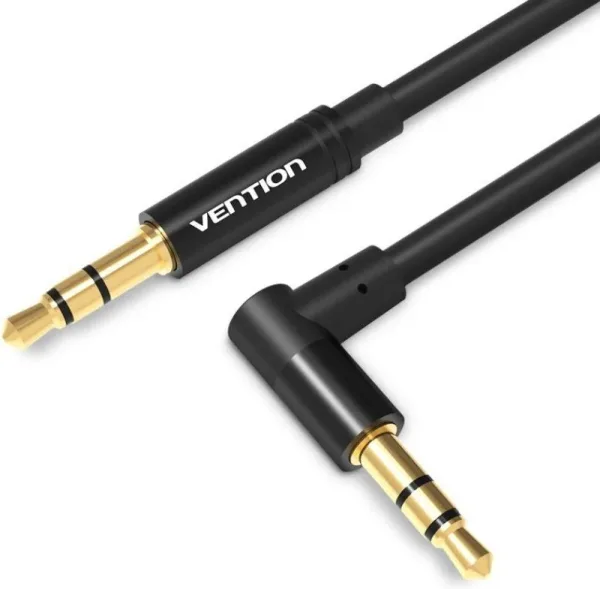Cable Audio Estereo Acodado Jack 3.5/M Jack 3.5/M 0.5 M Negro Vention