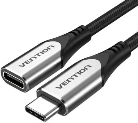 Cable Alargador USB 3.1 Tipo-C Vention TABHF/ USB Tipo-C Macho - USB Tipo-C Hembra/ Hasta 60W/ 5Gbps/ 1m/ Gris
