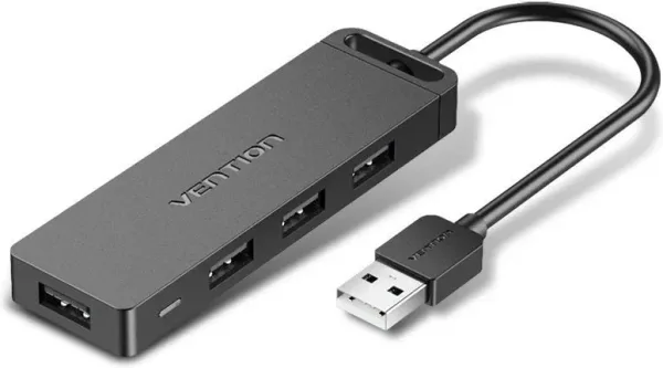 HUB 4 PUERTOS USB 2.0 4xUSB 0.15 M GRIS VENTION