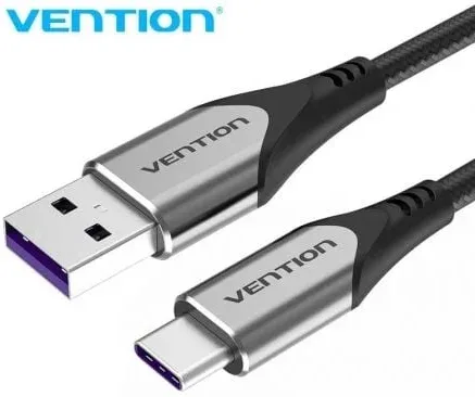 Cable USB 2.0 Tipo-C Vention COFHG/ USB Tipo-C Macho - USB Macho/ Hasta 100W/ 480Mbps/ 1.5m/ Gris