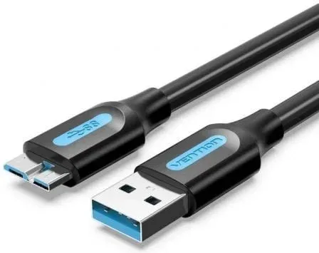 Cable USB 3.0 Vention COPBF/ USB Macho - MicroUSB Macho/ Hasta 10W/ 5Gbps/ 1m/ Negro