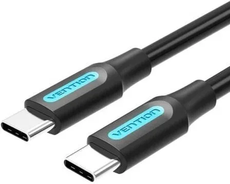 Cable USB 2.0 Tipo-C Vention COSBD/ USB Tipo-C Macho - USB Tipo-C Macho/ Hasta 60W/ 480Mbps/ 50cm/ Negro