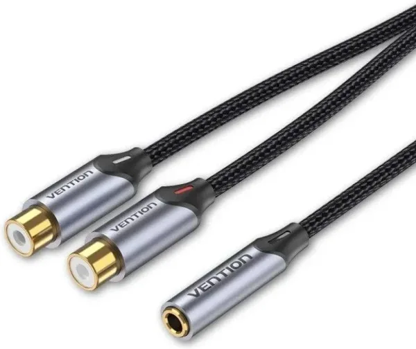 CABLE AUDIO ESTEREO JACK 3.5/H 2xRCA/M 0.3 M GRIS VENTION