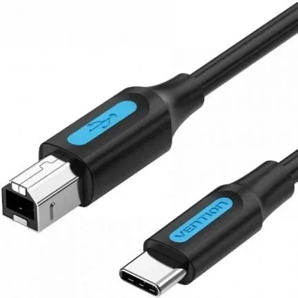Cable USB 2.0 Impresora Vention CQUBF/ USB Tipo-B Macho - USB Tipo-C Macho/ 480Mbps/ 1m/ Negro