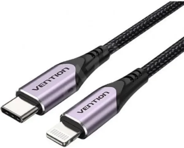Cable USB 2.0 Tipo-C Lightning Vention TACVF/ USB Tipo-C Macho - Lightning Macho/ 480Mbps/ 1m/ Morado
