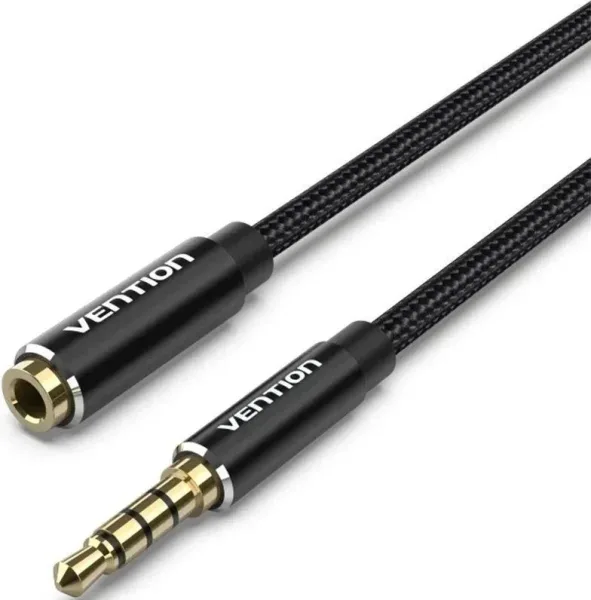 Cable Estéreo Vention BHCBD/ Jack 3.5 Macho - Jack 3.5 Hembra/ 50cm/ Negro