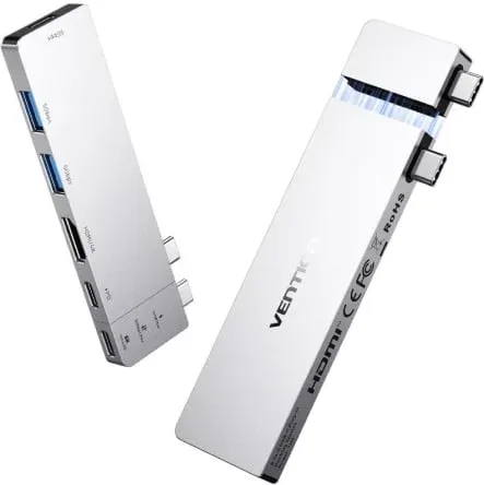 Docking USB Tipo-C Vention THZH0/ 1xHDMI 4K/ 2xUSB/ 2xUSB Tipo-C/ 1xThunderBolt/ 1xUSB Tipo-C PD/ Gris