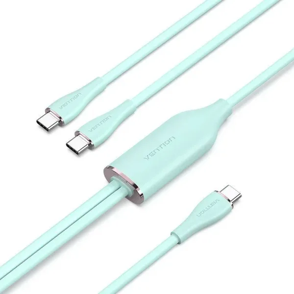 CABLE USB-C/M A 2xUSB-C/M 1.5 M VERDE VENTION