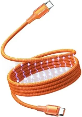 Cable Magnético USB 2.0 Tipo-C 5A Vention TSAOF/ USB Tipo-C Macho - USB Tipo-C Macho/ Hasta 240W/ 480Mbps/ 1m/ Naranja