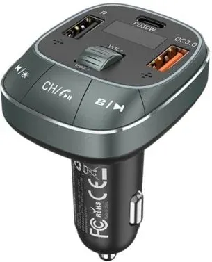 Transmisor FM/ MP3/ Bluetooth 1xUSB-Tipo C - 2xUSB - 30W