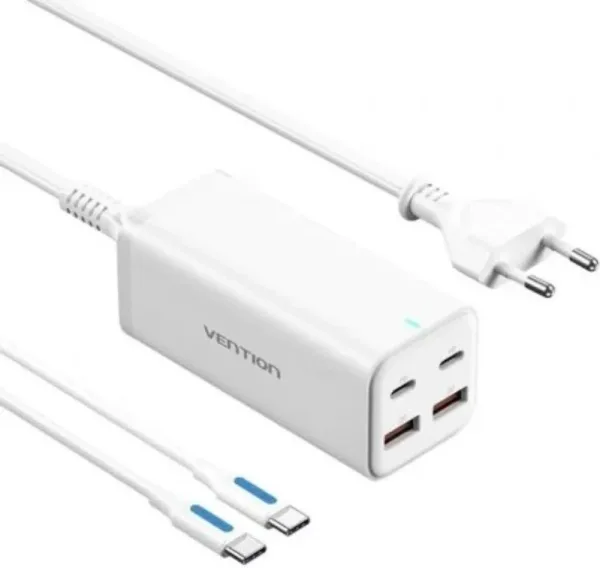 CARGADOR PARED 100W 2xUSB-C + CABLE USB-C/ 2xUSB-A BLANCO VENTION