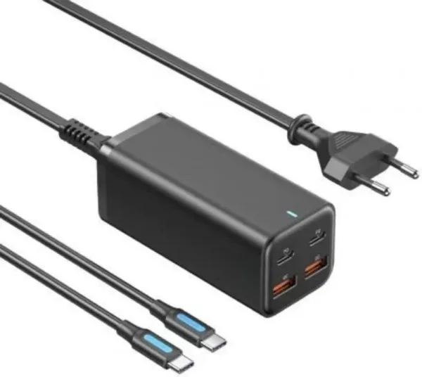 CARGADOR PARED 100W 2xUSB-C + CABLE USB-C/ 2xUSB-A NEGRO VENTION