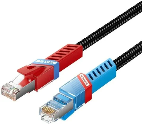Cable de Red Latiguillo Rj45 Gaming Cat.8 Sftp Awg26 1 M Negro Vention