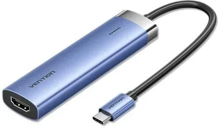 Docking USB Tipo-C Vention TGESB/ 3xUSB/ 1xHDMI 4K/ 1xUSB Tipo-C PD/ Azul