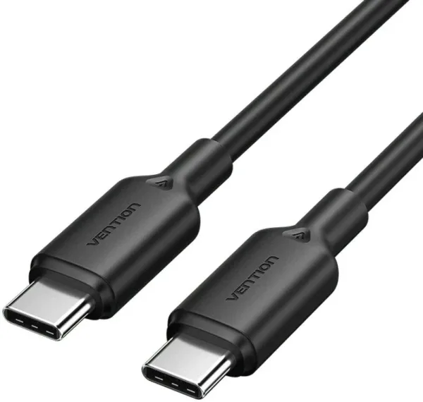 Cable USB 2.0 Tipo-C 3A Vention TRCBH/ USB Tipo-C Macho - USB Tipo-C Macho/ Hasta 60W/ 480Mbps/ 2m/ Negro