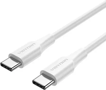 Cable USB 2.0 Tipo-C 3A Vention TRCWH/ USB Tipo-C Macho - USB Tipo-C Macho/ Hasta 60W/ 480Mbps/ 2m/ Blanco