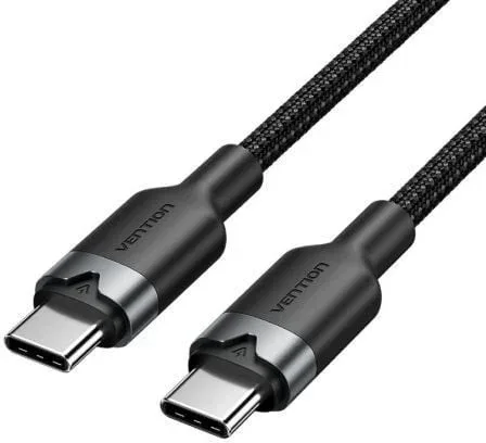 Cable USB 2.0 Tipo-C 3A Vention TRDBH/ USB Tipo-C Macho - USB Tipo-C Macho/ Hasta 60W/ 480Mbps/ 2m/ Negro