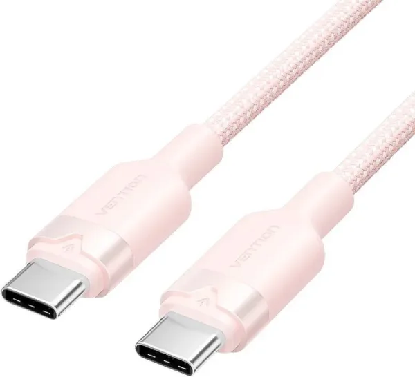 Cable USB 2.0 Tipo-C 3A Vention TRDPF/ USB Tipo-C Macho - USB Tipo-C Macho/ Hasta 60W/ 480Mbps/ 1m/ Rosa
