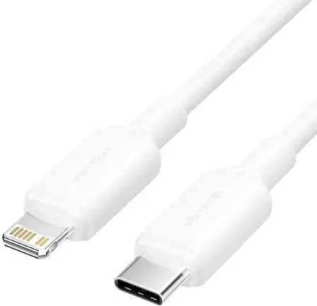 Cable USB 2.0 Tipo-C Lightning Vention LAKWF/ USB Tipo-C Macho - Lightning Macho/ Hasta 27W/ 480Mbps/ 1m/ Blanco
