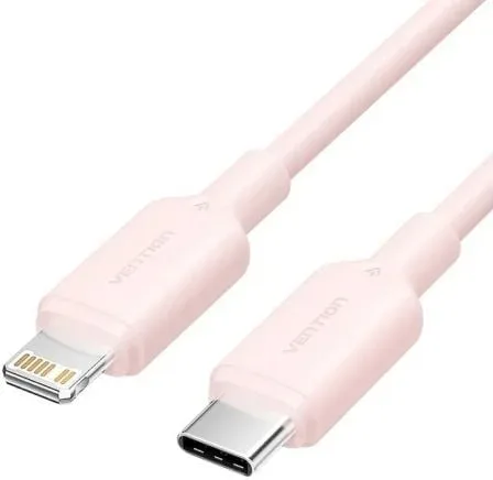 Cable USB 2.0 Tipo-C Lightning Vention LAKPH/ USB Tipo-C Macho - Lightning Macho/ Hasta 27W/ 480Mbps/ 2m/ Rosa