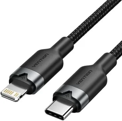 Cable USB Tipo-C Lightning Vention LALBH/ USB Tipo-C Macho - Lightning Macho/ 27W/ 480Mbps/ 2m/ Negro