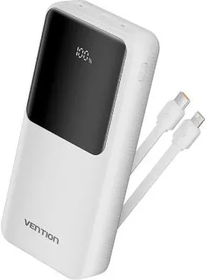 Powerbank 20000mAh Vention FHPW0/ 22.5W/ Blanca/ Incluye Cable USB Tipo-C y Lightning