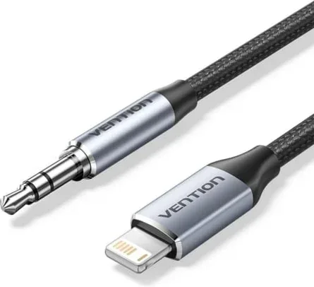 Adaptador Audio Vention BMCHG/ Jack 3.5 Macho - Lightning Macho/ 1.5m/ Gris
