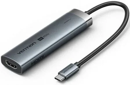 Docking USB Tipo-C Vention TGMHB/ 3xUSB/ 1xHDMI 4K/ 1xUSB Tipo-C PD/ Gris