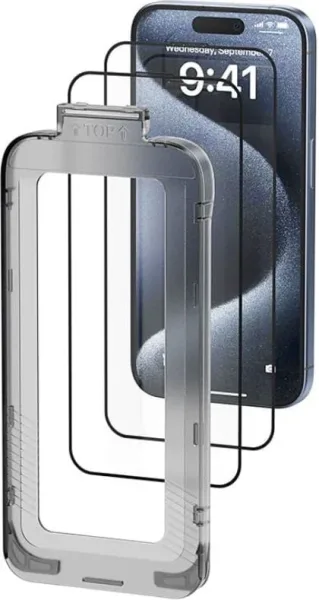 Pack de 2 Protectores de Pantalla de Cristal Templado Vention KUPTCA-10 para iPhone 16 + Herramienta de Instalación Antipolvo