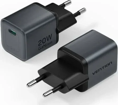 Cargador de Pared GaN Vention FEVH0-EU/ 1xUSB Tipo-C/ 20W