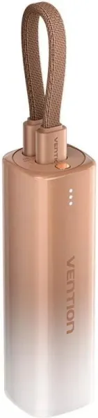 Powerbank 5000mAh Vention FHWJ0/ 20W/ Dorado/ Incluye Cable USB Tipo-C y Lightning