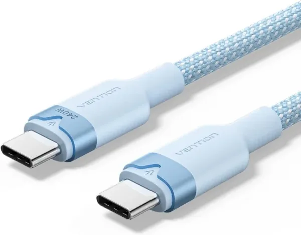 Cable USB 2.0 Tipo-C 5A Vention TRISH/ USB Tipo-C Macho - USB Tipo-C Macho/ Hasta 240W/ 480Mbps/ 2m/ Azul