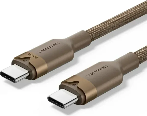 Cable USB 2.0 Tipo-C 5A Vention TRIJH/ USB Tipo-C Macho - USB Tipo-C Macho/ Hasta 240W/ 480Mbps/ 2m/ Dorado