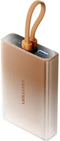Powerbank 10000mAh Vention FHZJ0/ 22.5W/ Oro/ Incluye Cable USB Tipo-C y Lightning