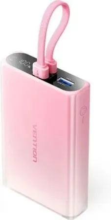 Powerbank 10000mAh Vention FHZP0/ 22.5W/ Rosa/ Incluye Cable USB Tipo-C y Lightning