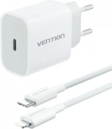 Cargador de Pared Vention G17W0-EU/ 1xUSB Tipo-C + Cable Lightning/ 20W