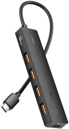 Hub USB Tipo-C 3.2 Vention CKCBB/ 4xUSB/ 1xUSB Tipo-C PD
