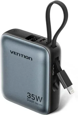 Powerbank 10000mAh Vention FHFN0/ 35W/ Gris/ Incluye Cable USB TIpo-C y Lightning