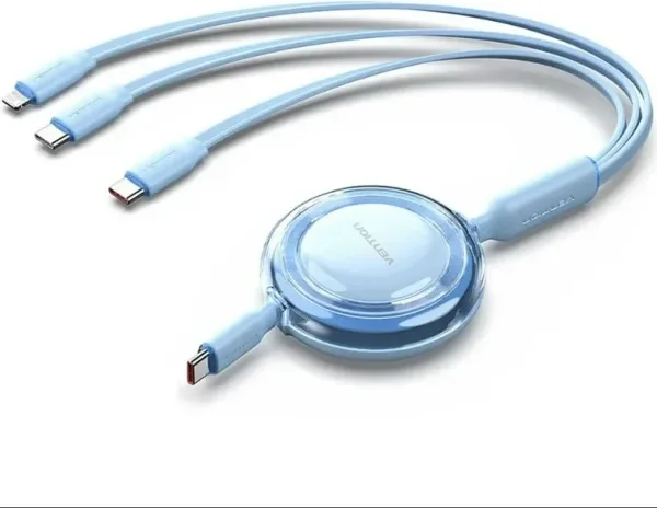 Cable USB Tipo-C 2.0 5A Vention TRJSBE/ USB Tipo-C Macho - 3x USB Tipo-C Macho/ Hasta 100W/ 480Mbps/ 1.1m/ Azul