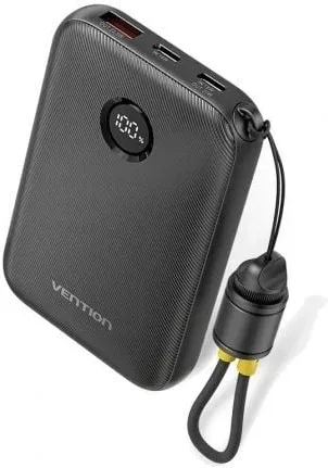 Powerbank 10000mAh Vention FKAB0-C/ 22.5W/ Negra/ Incluye Cable USB Tipo-C