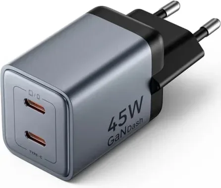 Cargador de Pared GaN Vention FCDH0-EU/ 2xUSB Tipo-C/ 45W