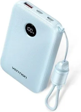 Powerbank 10000mAh Vention FKAL0-C/ 22.5W/ Azul/ Incluye Cable USB Tipo-C