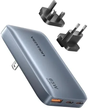 Cargador de Pared Universal GaN para Viaje Vention FCBH0/ 2xUSB Tipo-C/ 1x USB/ 65W