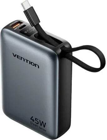 Powerbank 20000mAh Vention FHGH0/ 45W/ Gris/ Incluye Cable USB Tipo-C