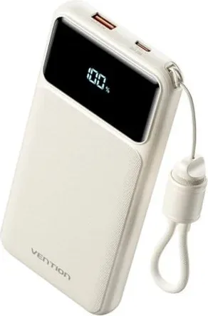 Powerbank 10000mAh Vention XGYW0-39-TY/ 22.5W/ Blanca/ Incluye Cable USB Tipo-C