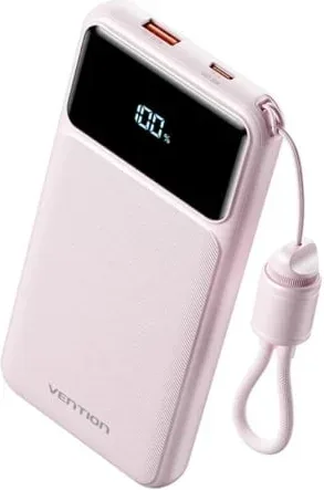Powerbank 10000mAh Vention XGYP0-39-TY/ 22.5W/ Rosa/ Incluye Cable USB Tipo-C