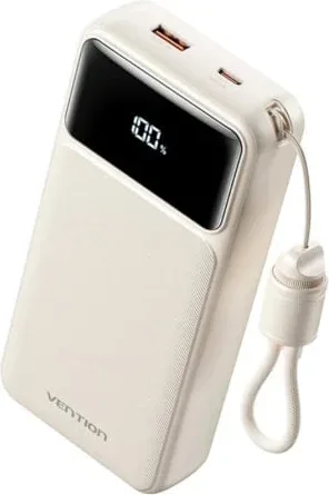Powerbank 20000mAh Vention XGYW0-40-TY/ 22.5W/ Blanca/ Incluye Cable USB Tipo-C
