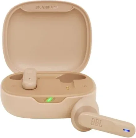 Auriculares Bluetooth JBL Vibe Flex con estuche de carga/ Autonomía 8h/ Beige
