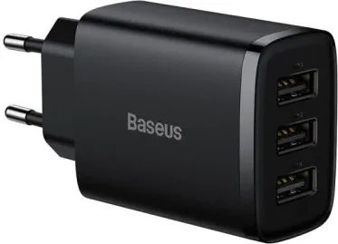 Baseus Compact  Charger 3U 17W Eu Black